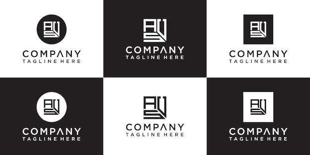 Набор креативного прямоугольного дизайна логотипа с монограммой