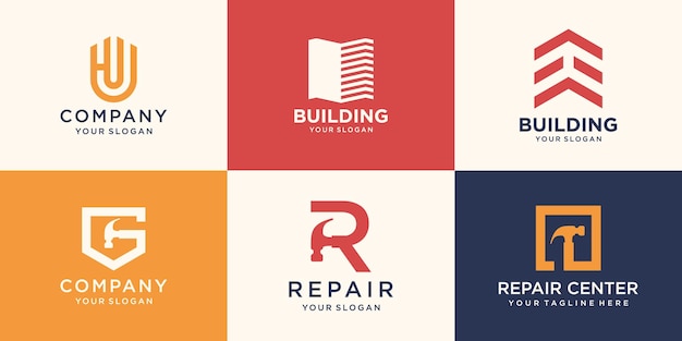 Set di logo di riparazione creativo