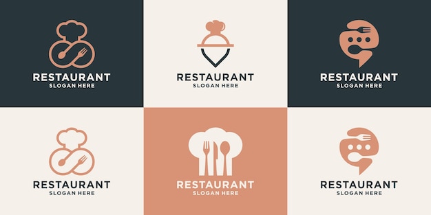 Set di modello di progettazione del logo del ristorante creativo