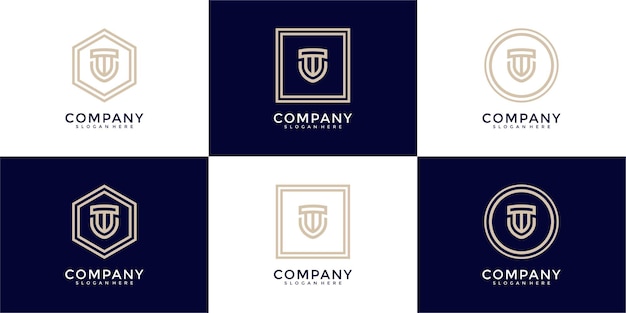 Set of creative shield monogram logo