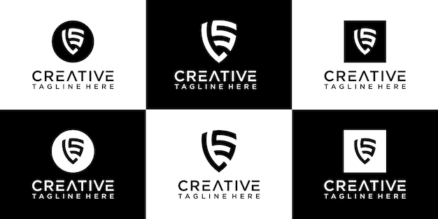 Set of creative shield monogram logo