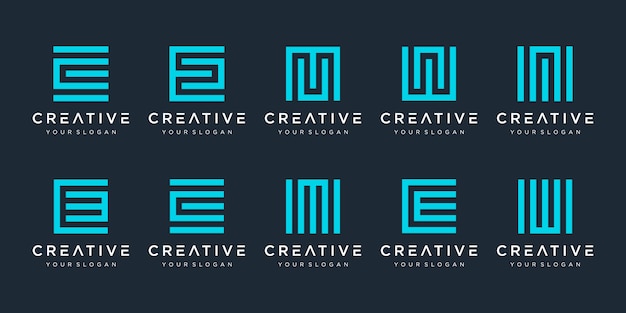 Set of creative square style logo template