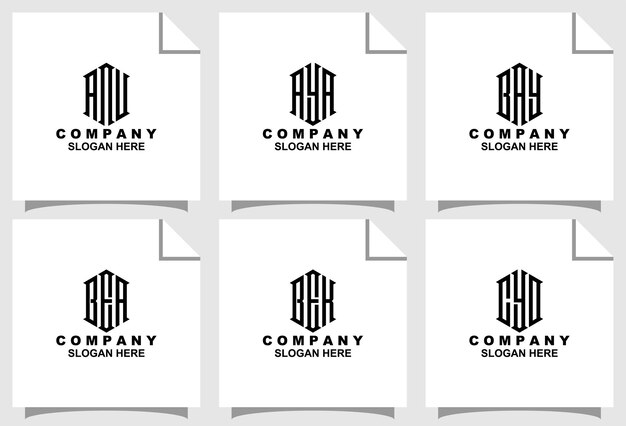 Set of creative three initial monogram logo design template