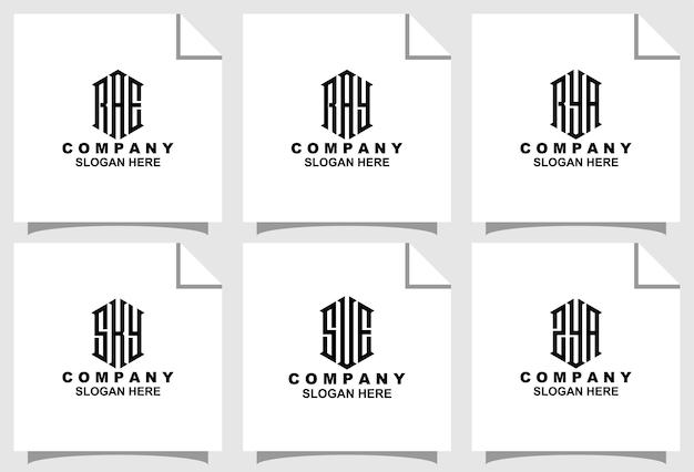 Set of creative three initial monogram logo design template