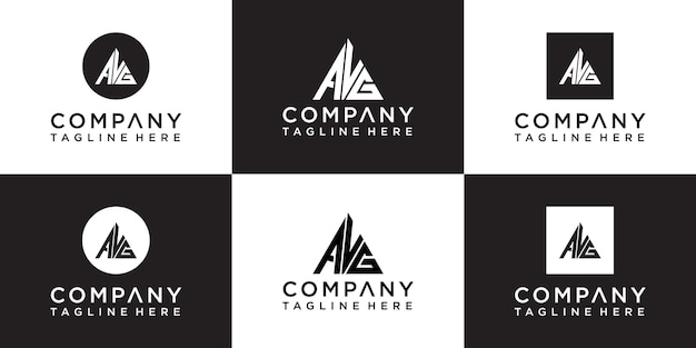 Set of creative triangle monogram logo design