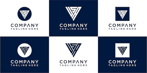 Set of creative triangle monogram logo design