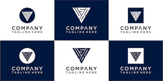 Набор креативных треугольников вензеля дизайн логотипа