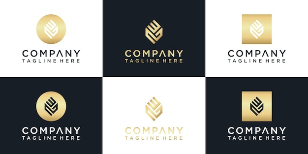 Set di logo creativo v monogramma oro