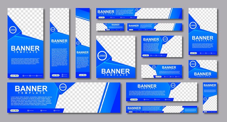 Vector set of creative web banners of standard size with a place for photos modern template design