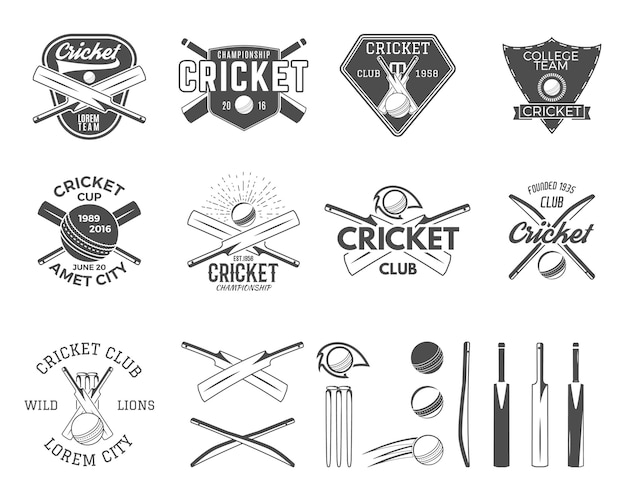 Set cricket sport logo sjablonen