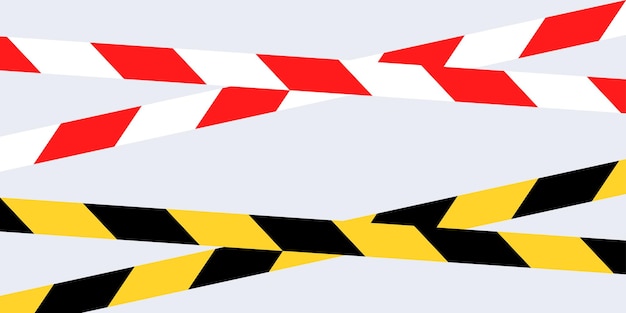 Vector set of crime tape. red-white and yellow-black warning cross ribbon.