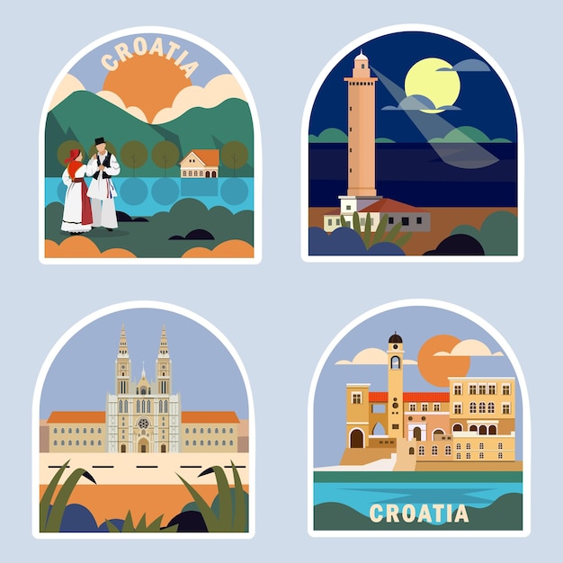 set of croatia postcards sights architecture national costumes of croatia