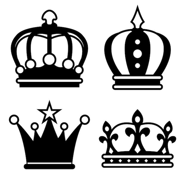 Set of crown isolated on white background