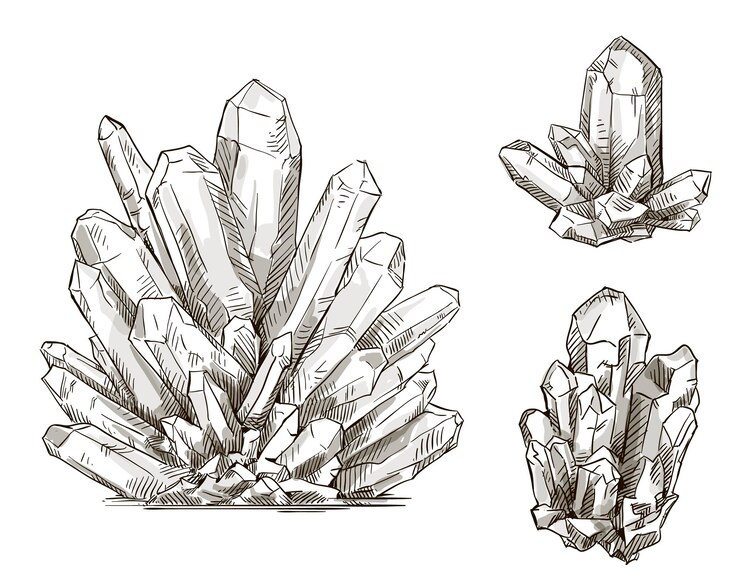 Vector set of crystals drawings vector image