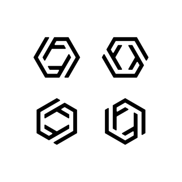 Vector set of cube box hexagon with initial letter f or ff logo design inspiration