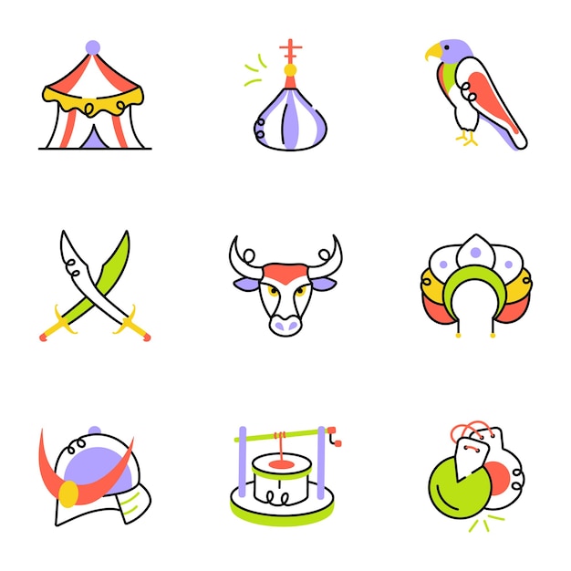 Set of Culture Sketchy Icons