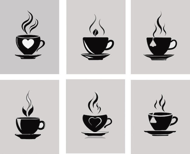 Vector set of cup of coffee logo icon