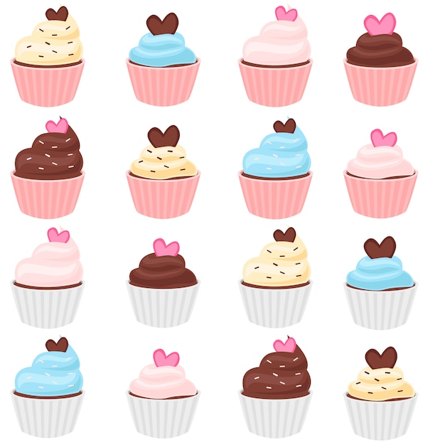 Set of cupcakes