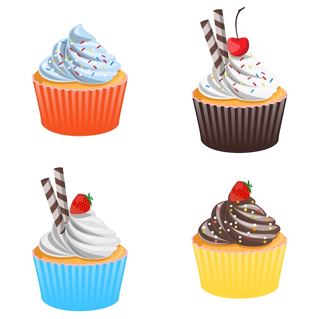 Vector set of cupcakes