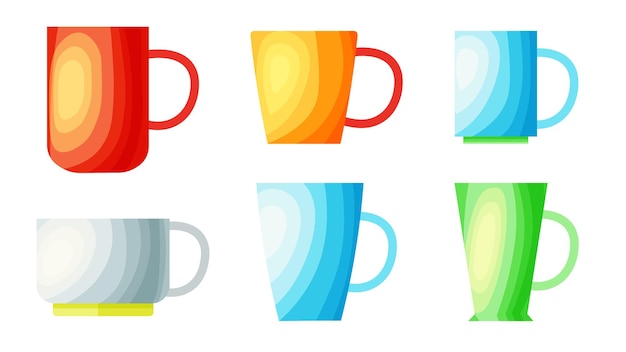 A set of cups for tea and coffee gradient