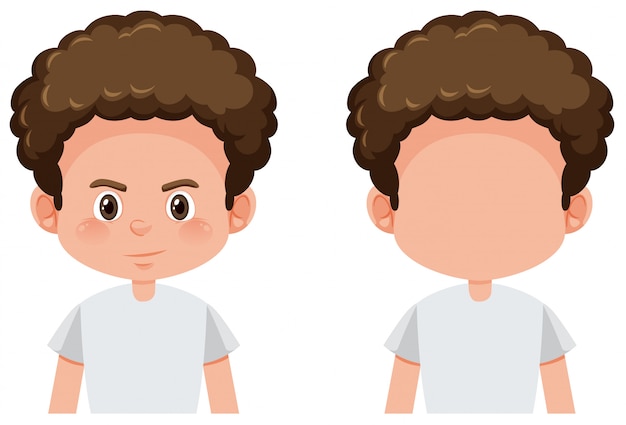 Vector set of curly boy character