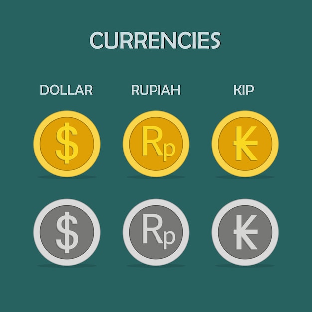 Vector set of currency icons and symbols