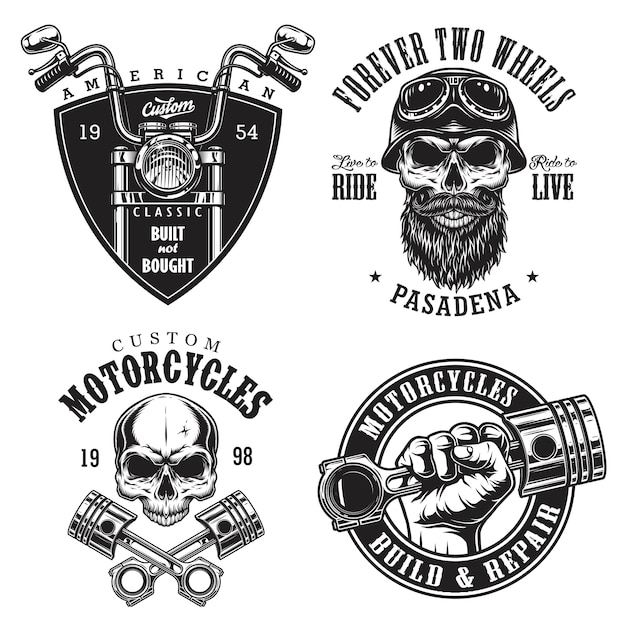 Vector set of custom motorcycle emblems