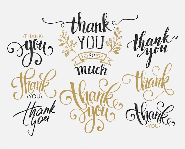 Vector set of custom thank you hand lettering.