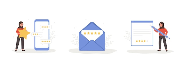 Set of customer review concept