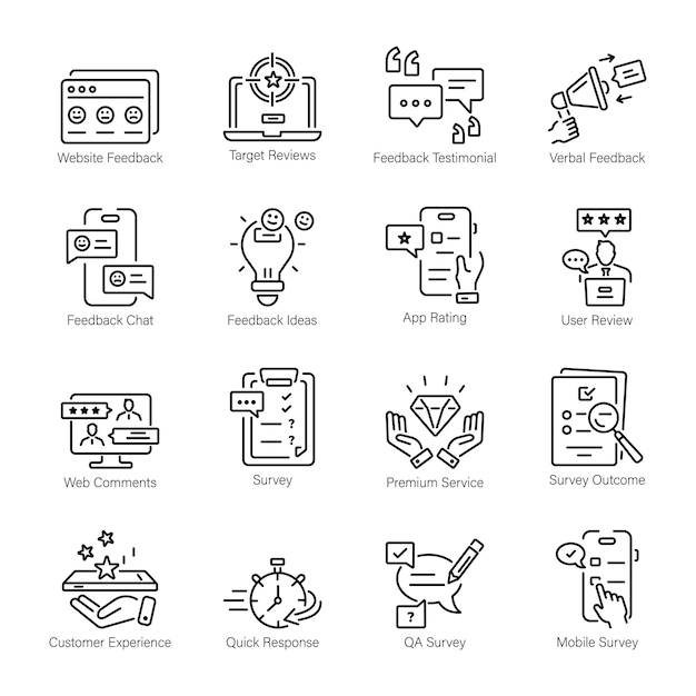 Set of Customer Reviews Linear Icons