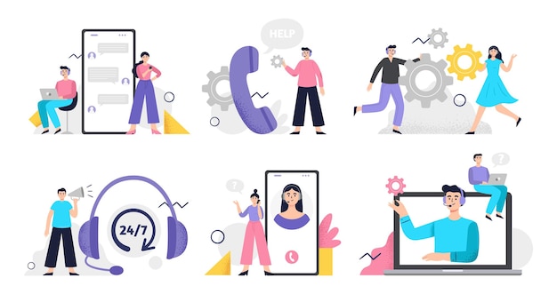 set of customer service illustrations