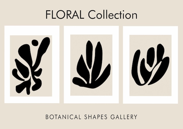 Set di foglie ritagliate collezione floreale poster stampabile botanico in stile matisse