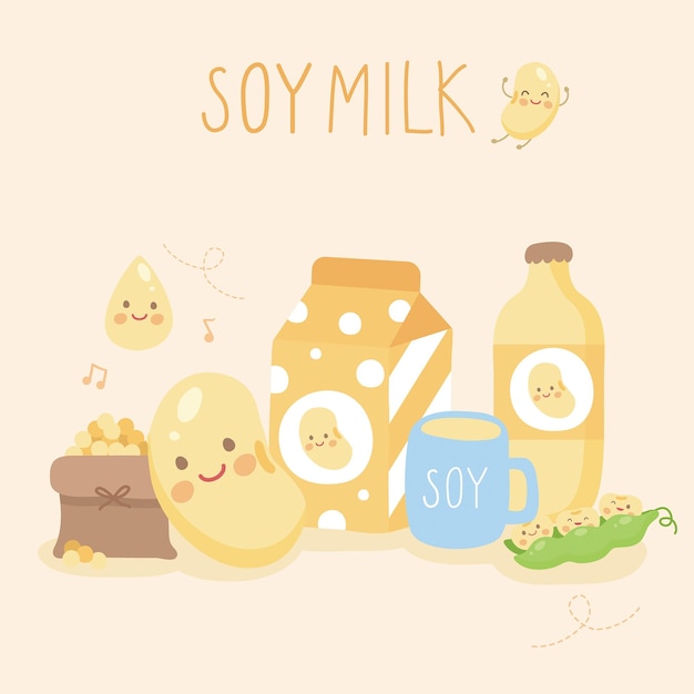 Vector set cut soy milk