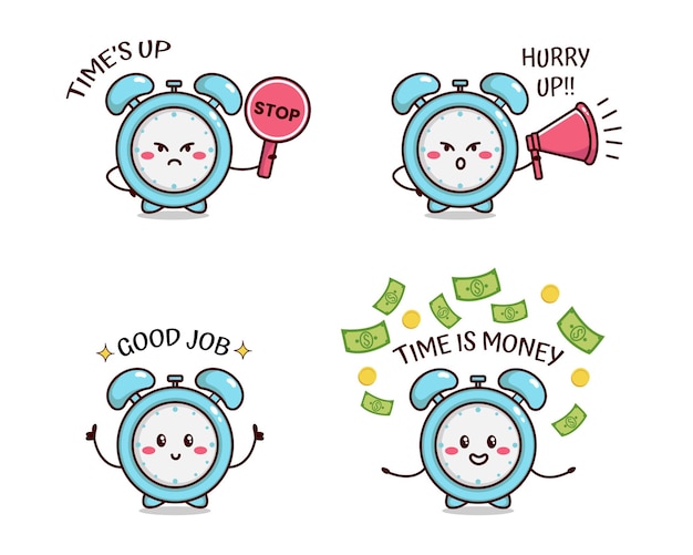 Vector set of cute alarm character illustration