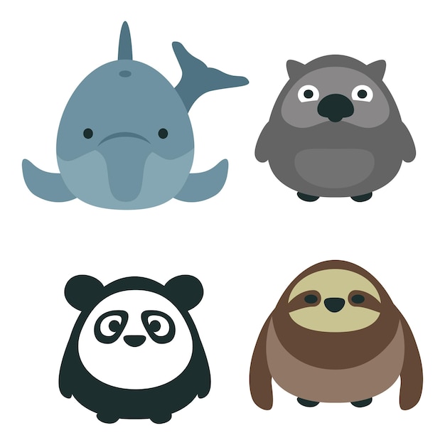 Set of cute animal flat design icon