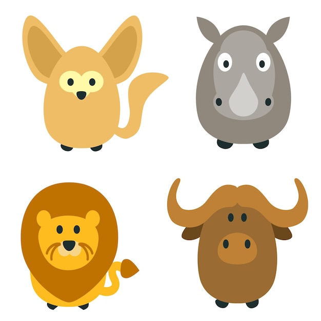 Set of cute animal flat design icon