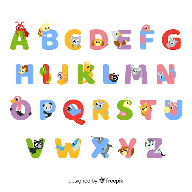 Vector set of cute animal letters