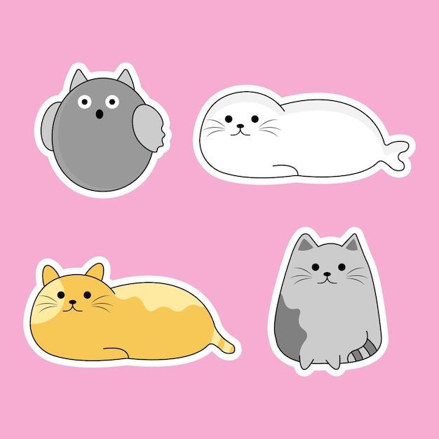 Set of cute animal like owl, cat, and polar bears.