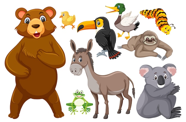 Set of cute animals cartoon character