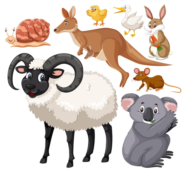 Vector set of cute animals cartoon character