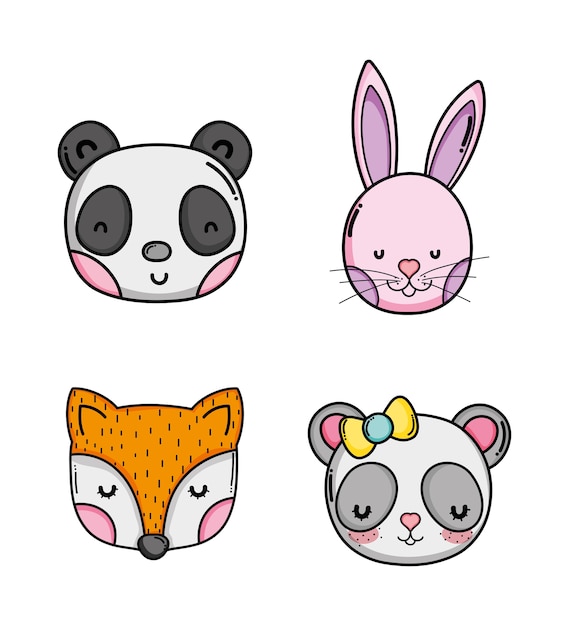 Vector set of cute animals cartoons