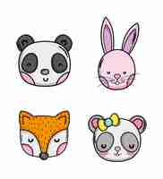 Vector set of cute animals cartoons