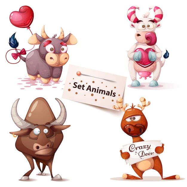 Set cute animals