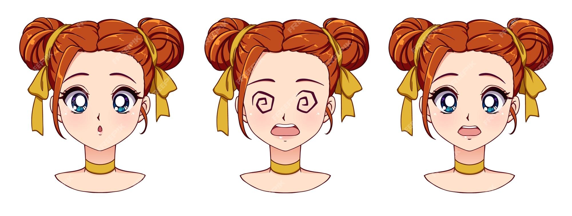 Set Vector Cartoon Anime Style Expressions Inglês Kawaii Caras Bonitas  imagem vetorial de Ray_Morel© 425935560