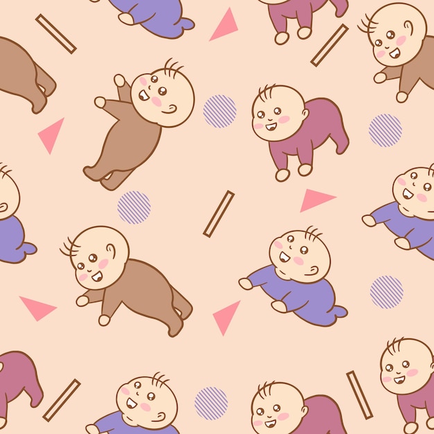추상 다채로운 개체 컬렉션 일러스트 라이트 핑크와 귀여운 아기 아기 소년 만화 평면 설정