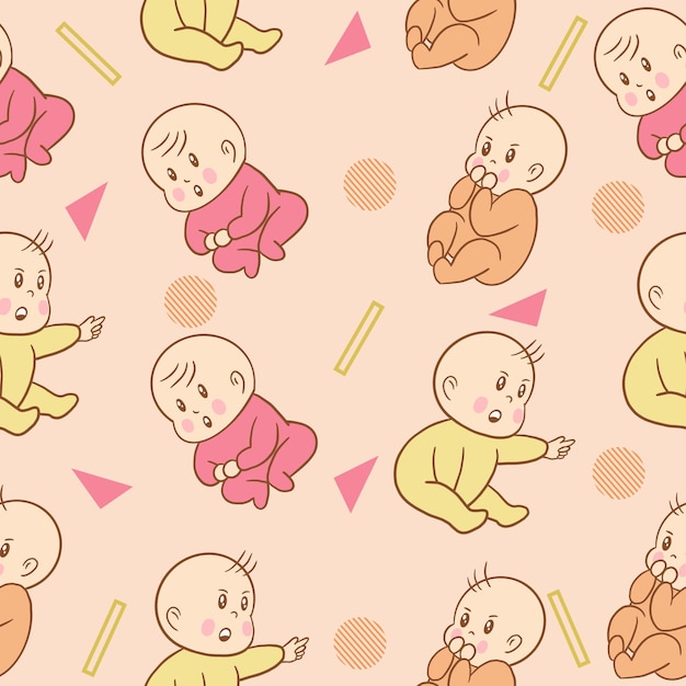 Набор милый ребенок младенцы мальчик мультфильм плоский с абстрактной красочной иллюстрации коллекции объектов иллюстрации светло-розовый