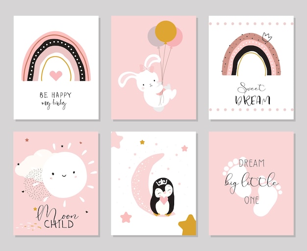 Set of cute baby cards.