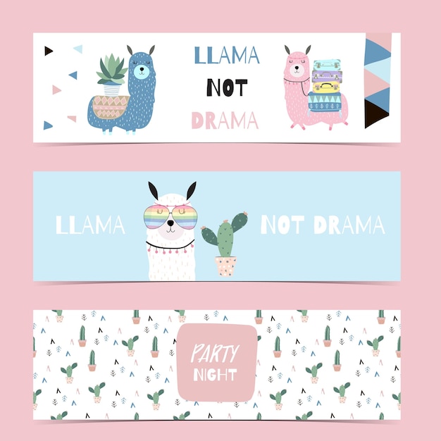 Set of cute banner with colorful design