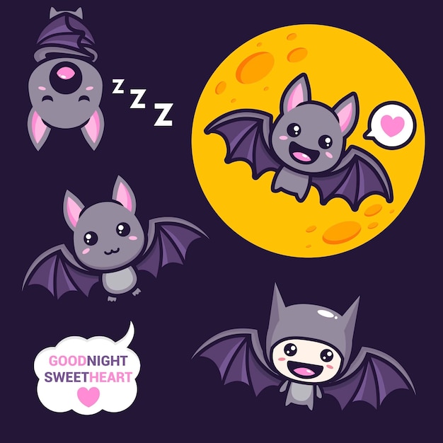 set of cute bat  s