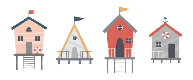 A set of cute beach houses